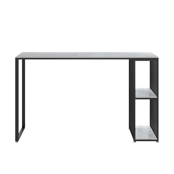 1/3 Pieces Glam Iron Bar Table Set White Rectangle Faux Marble Top Bistro Set with Shelf