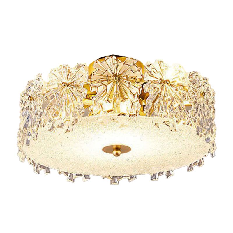 Modern Drum Flush Mount Lighting Crystal Multiple-Light Ceiling Lighting