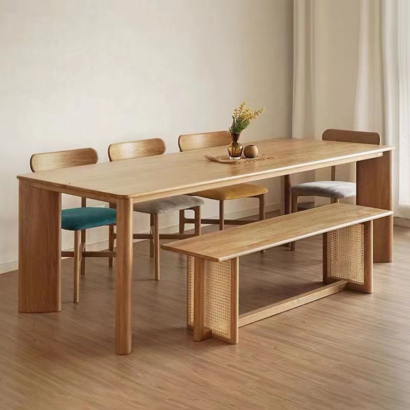 Solid Wood Dining Table Rectangle 4 Legs Dinner Table for Home Use