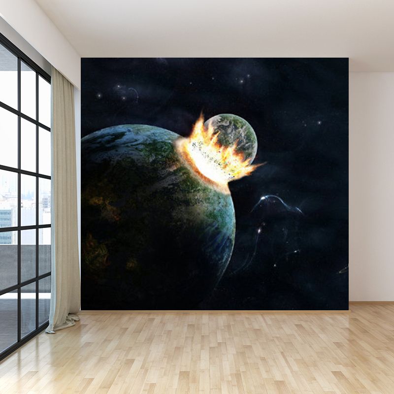 Peinture murale vue planète couleur pastel, pour décoration murale de salon contemporain