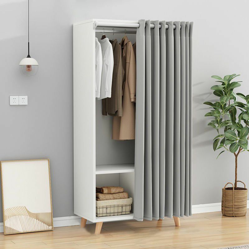 Bedroom Storage Cabinet with Clothes Rail Modern Cabinet with Wooden Legs