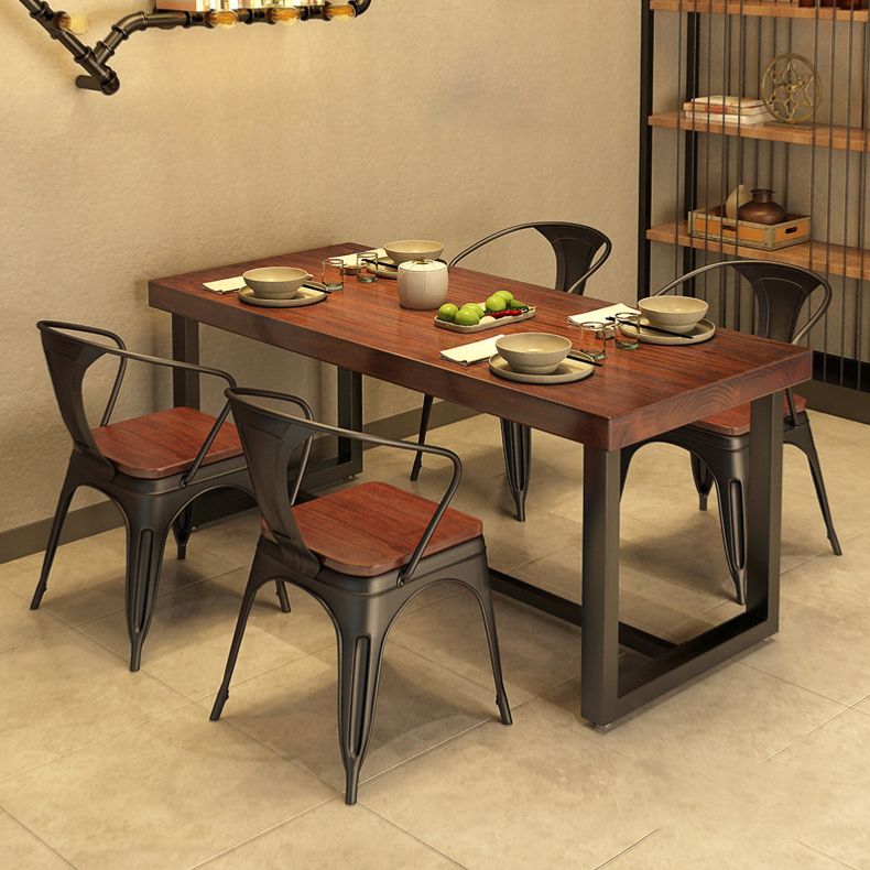 Industrial Dinning Table with Wood Rectangle Dining Table for Kitchen