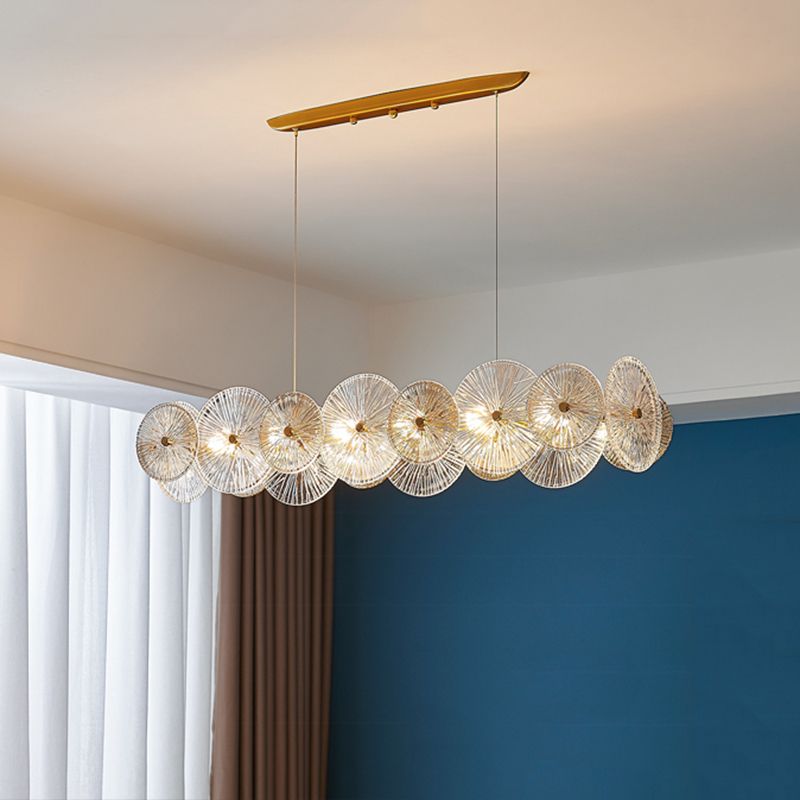 Modern Chandelier Circle Island Light Fixture Glass 12 Light Island Ceiling Light in Gold