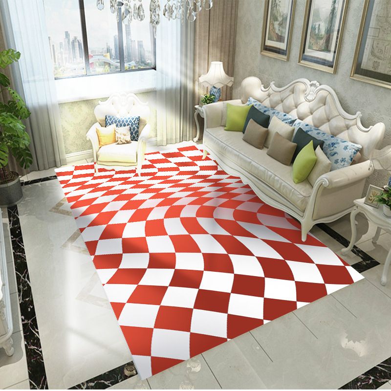 Purple Modern Rug Polyester Graphic Rug Non-Slip Backing Rug for Home Decor