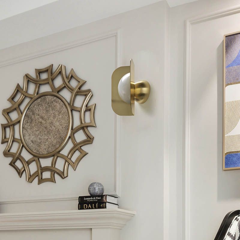 1 HEAD CHAMBRE SCONCE LIGHT MODERNISME GOLD LED MUR LECLURING AVEC avec une teinte en métal incurvée