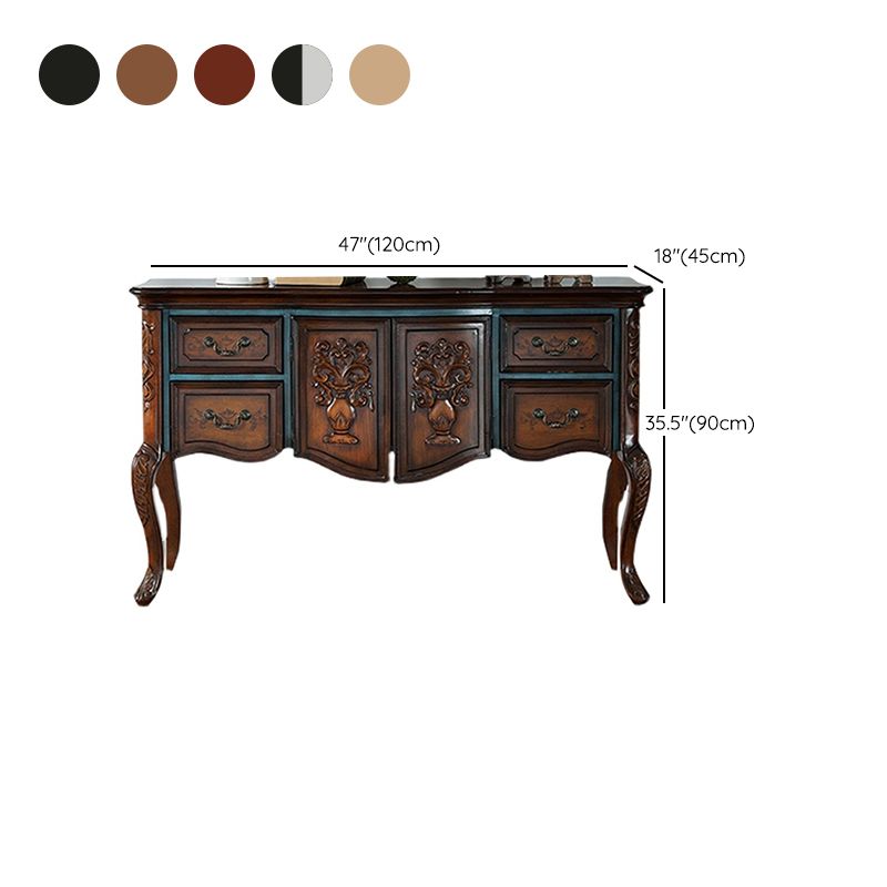 Solid Wood 35.4" Tall 2 - Door Accent Cabinet, Industrial Accent Cabinet with 4 Drawers