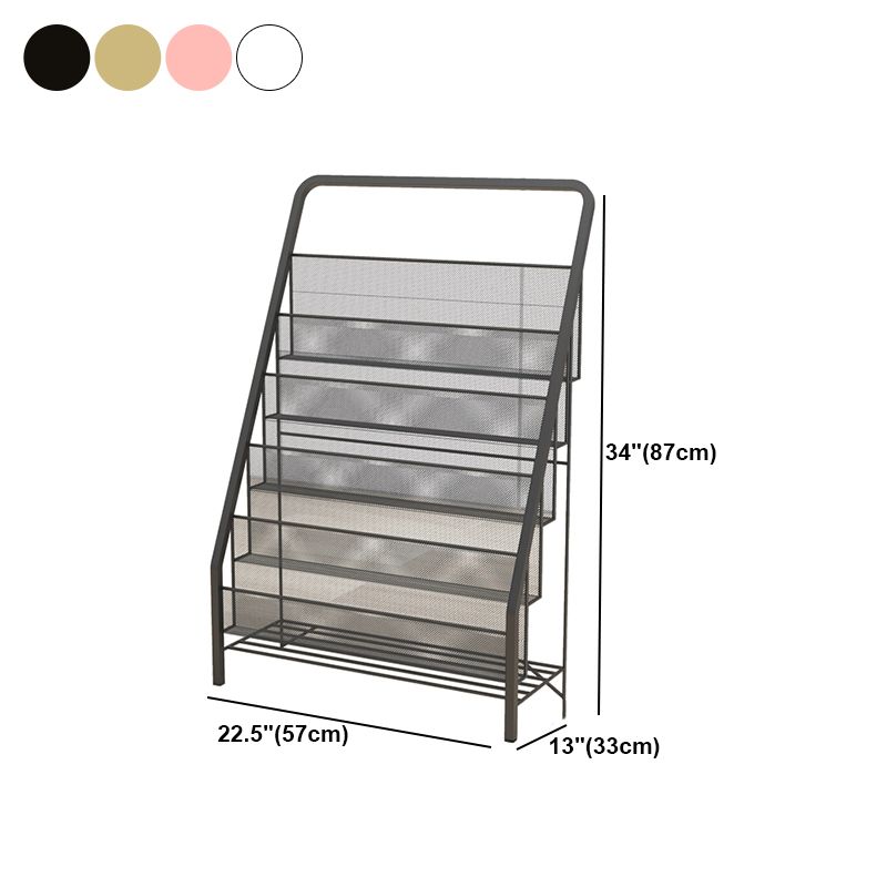 Scandinavian Ladder Bookcase Metal Closed Back Bookshelf for Home Office