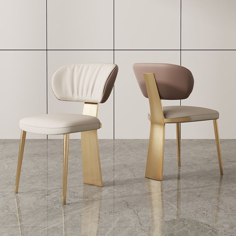 Glam Dining Chair Armless Dining Chair with Metal Legs for Kitchen