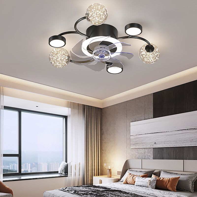 Multi Light Ceiling Fan Lighting Modern Style Metal Ceiling Fan Light for Bedroom