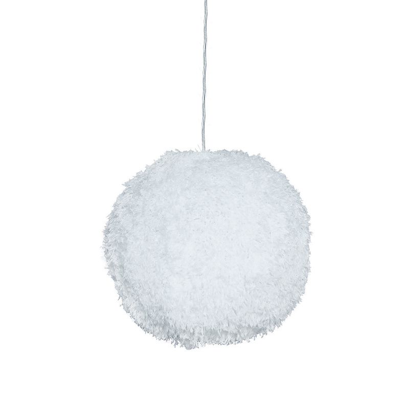 Witte pluche wereldhangende lamp Modern Vogue 1 kopstoffen Suspensie Verlichting voor slaapkamer, 8 "/12" Dia