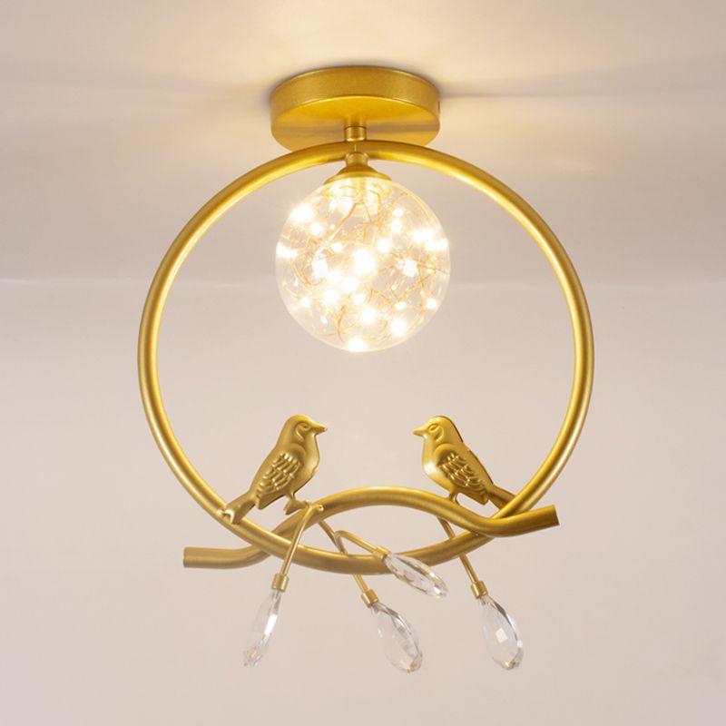 1 Light Spherical Ceiling Lamp Modern Style Glass Ceiling Lighting for Living Room