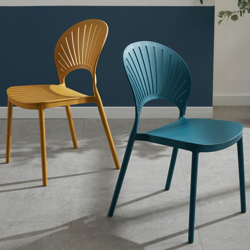 Stackable Armless Dining Side Chair Scandinavian Plastic Dining Chairs