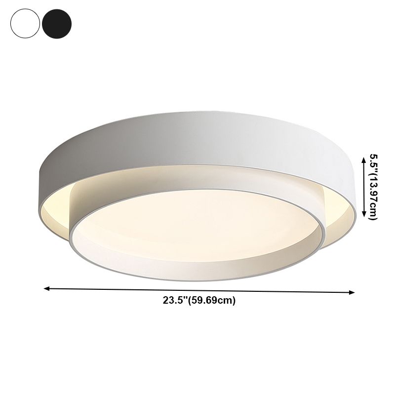 Lámpara de techo LED circular creativa moderna, soporte empotrado de hierro lacado con pantalla acrílica
