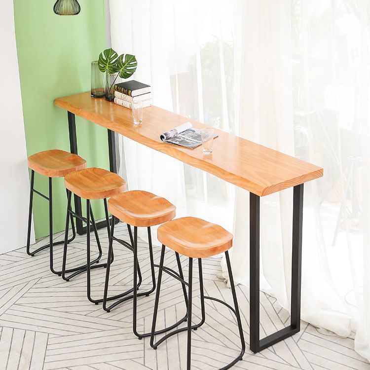 Rectangle Bar Dining Table Contemporary Bar Table with Black Sled Base