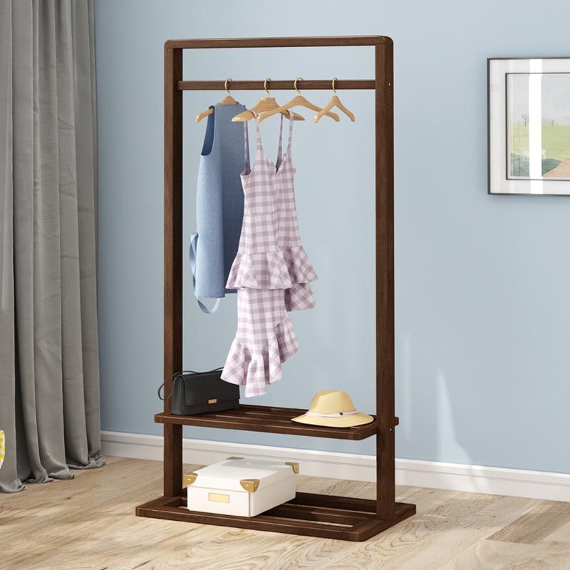 Solid Wood Storage Armoire Modern Style Bedroom Wardrobe with Shelves