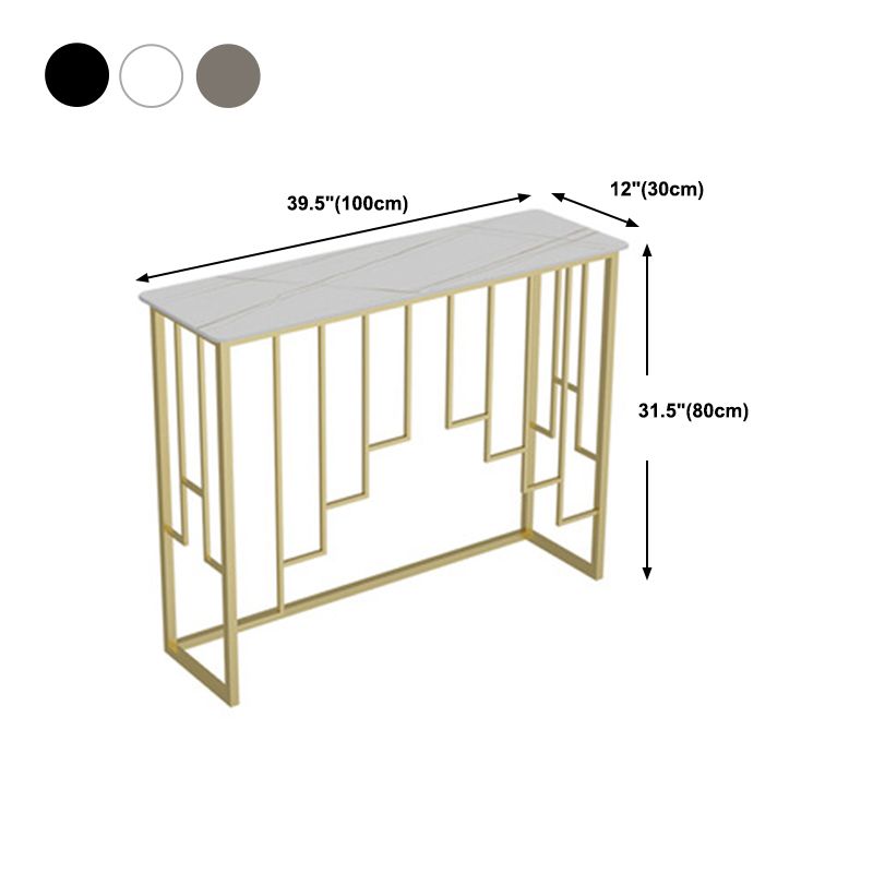 Glam Stone Console Table 12" W Rectangle Accent Table for Hall