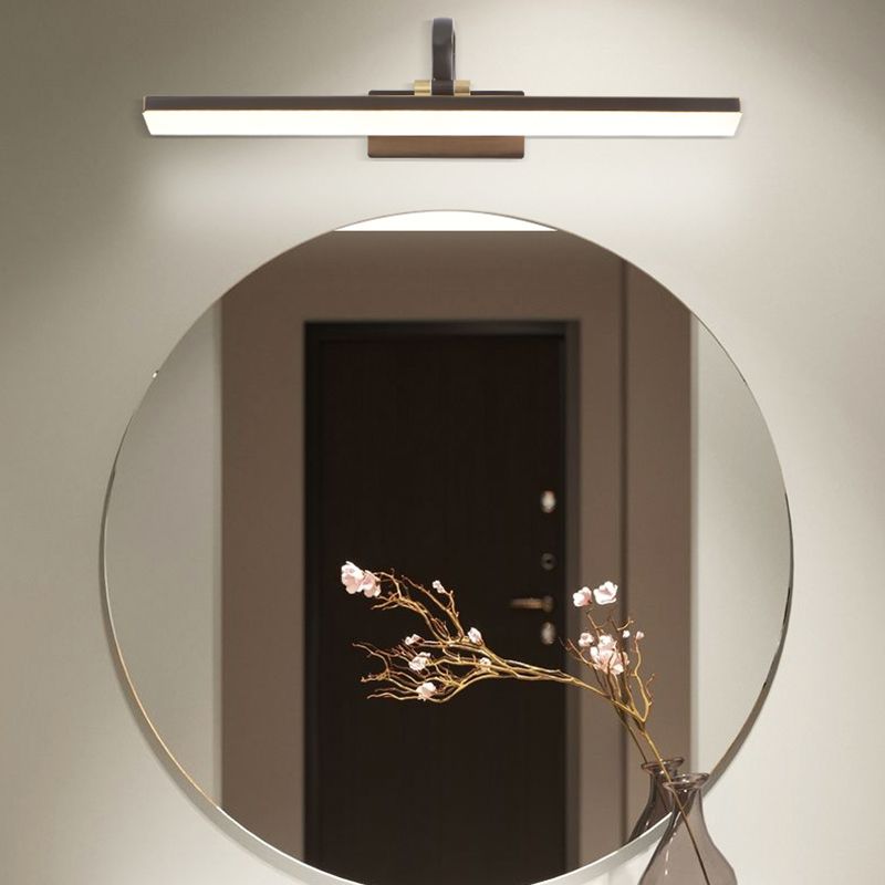 Linear Shape Contemporary Style Vanity Light Metal 1 Light LED Mirror Light for Bathroom