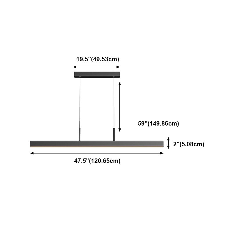 Linear Shape Island Light Contemporary Style Metal 1 Light Island Pendant Light in Black