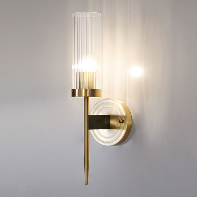 American Style Vanity Light Cylinder Shape Vanity Lamp with Glass Shade for Shower Room