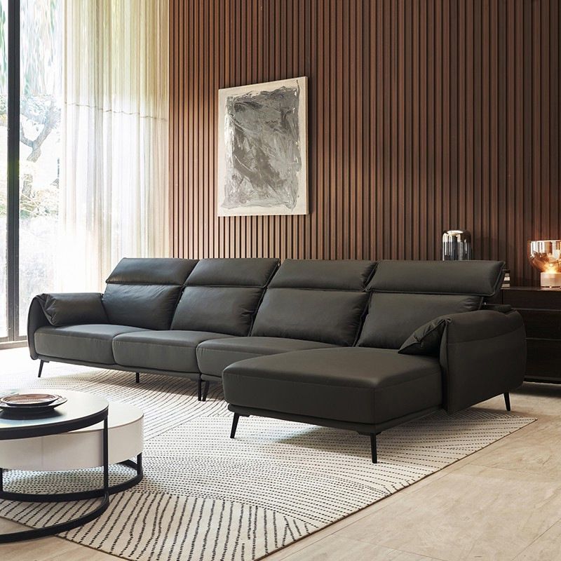 Genuine Leather Sectional Adjustable Pillow Top Arm Sectional Sofa