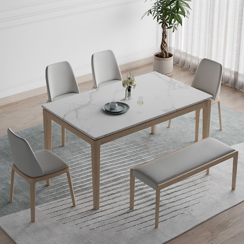 Witte bovenste eettafel Moderne vaste houten eettafel met 4 houten benen