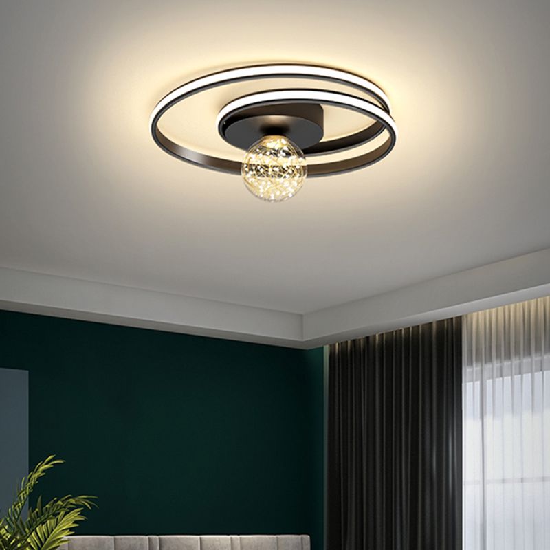 1-Light LED Metal Flush Mount Light Contemporary Slim Flush Ceiling Light for Bedroom