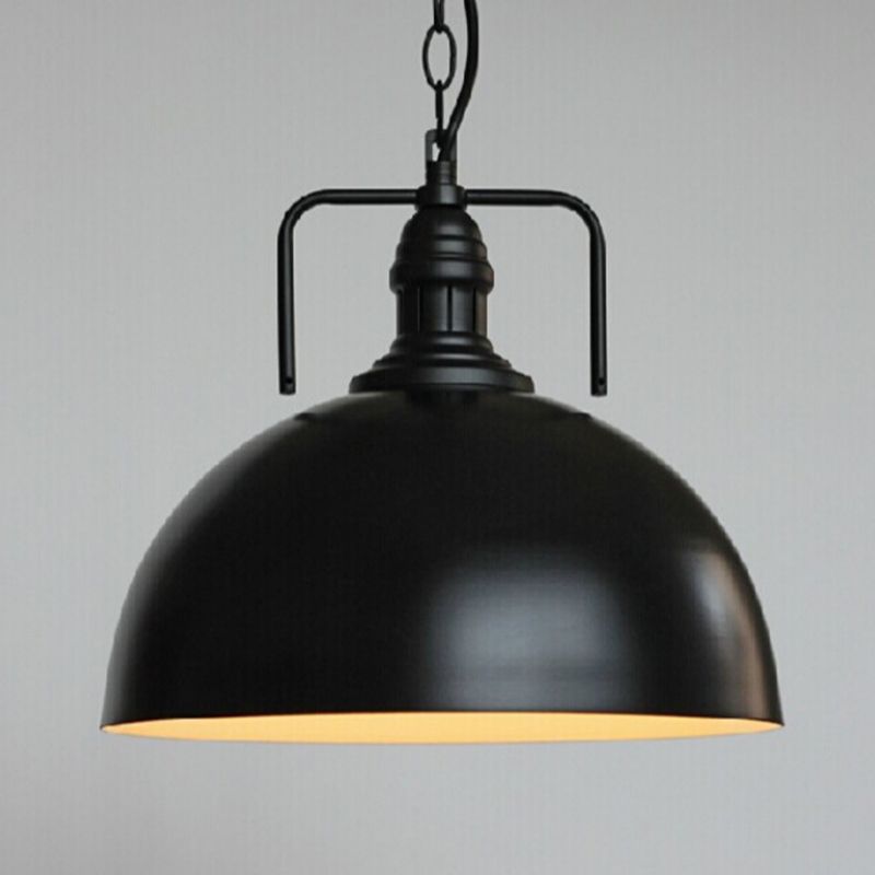 Warehouse Dome Hanging Light Kit 1-Light Metallic Suspension Lamp with Swivel Joint