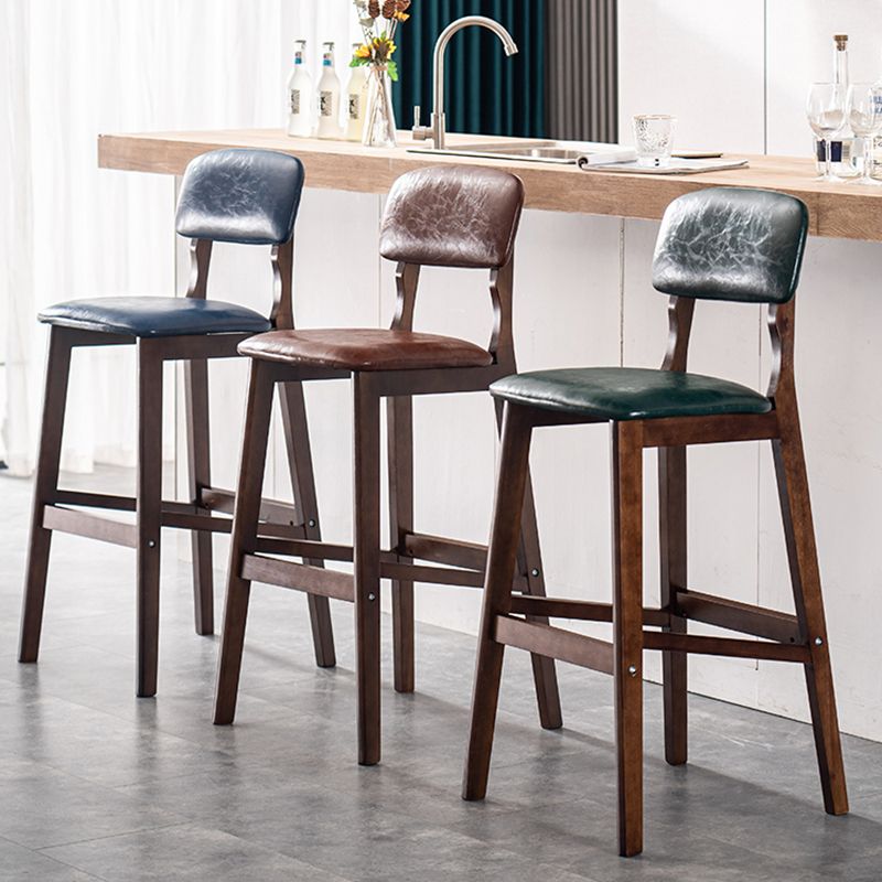 Zeitgenössischer Theken-Barhocker mit Rückenlehne, Barhocker aus Espressoholz und Fußstütze