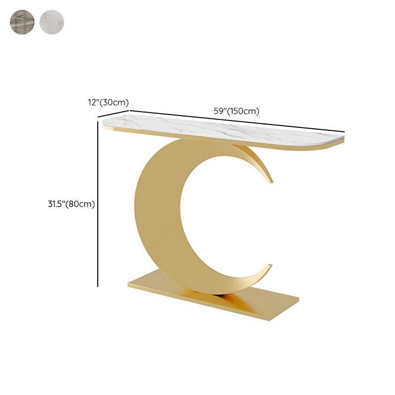31.5" H Glam Half Moon Console Accent Table Antique Finish Console Sofa Table