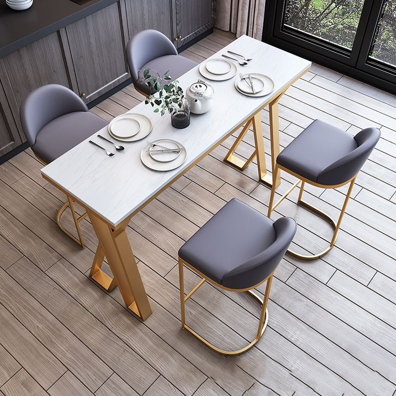 1/2/3/5/7 Pieces Modern Rectangular Pub Table Set Sintered Stone Top Bistro Table Set