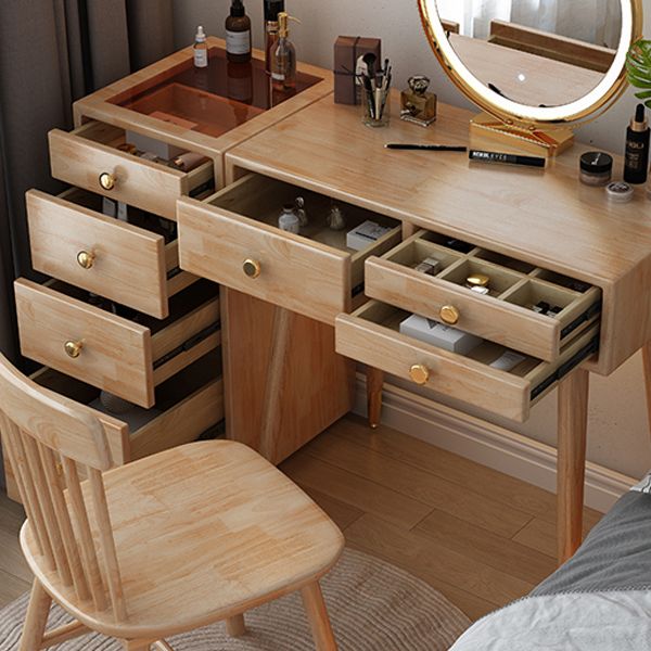 Scandinavian Dressing Table with Drawers Solid Wood Makeup Counter