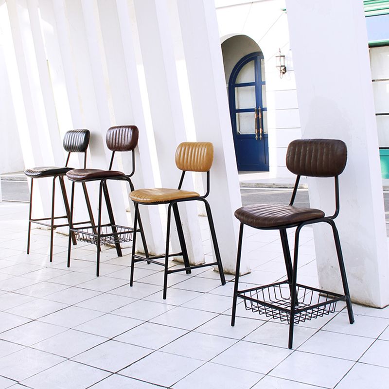 Tabourets de comptoir scandinaves en or, tabourets de bar d'intérieur sans bras en cuir de fer