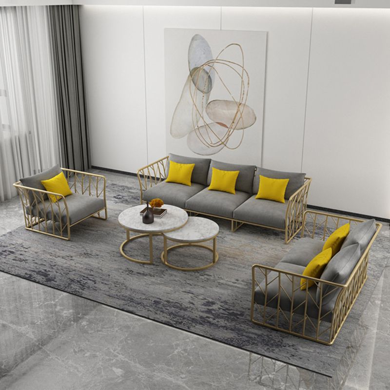 Contemporary Tuxedo Arm Sofa Stationary Gray Sofa for Living Room