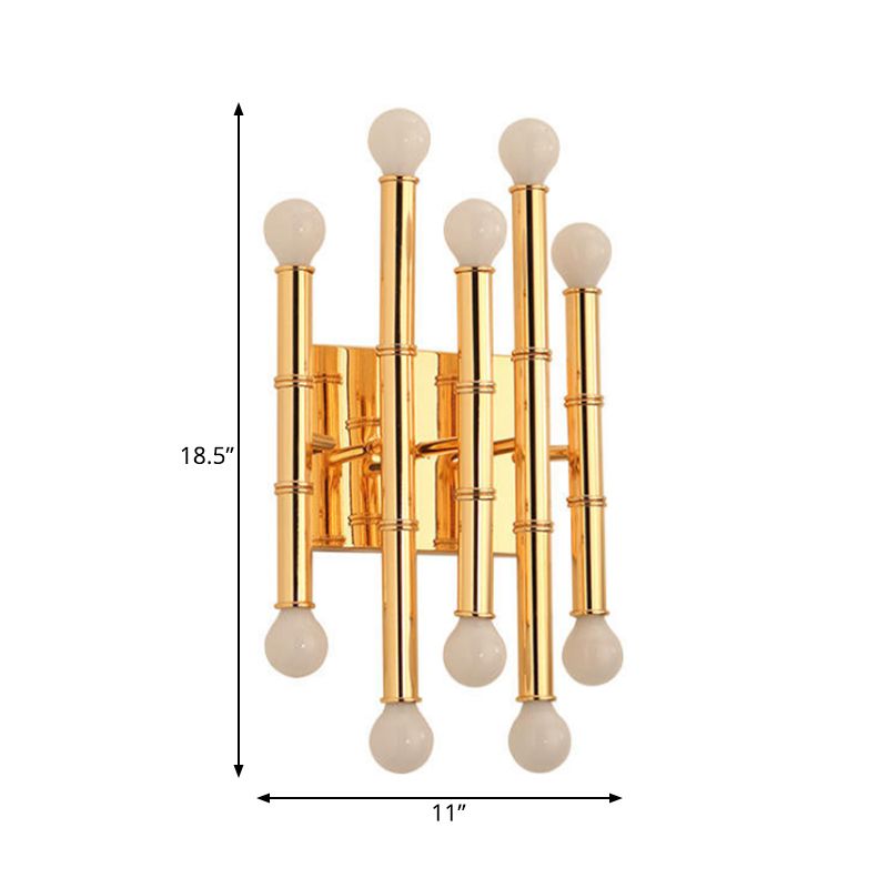 Tubi in metallo sconce modernismo stile 10 luci lucida lampada montata in oro/argento per il corridoio