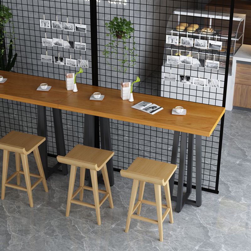 Modern Rectangular Pub Table Set 1/2/3 Pieces Wooden Counter Table with Backless Stools