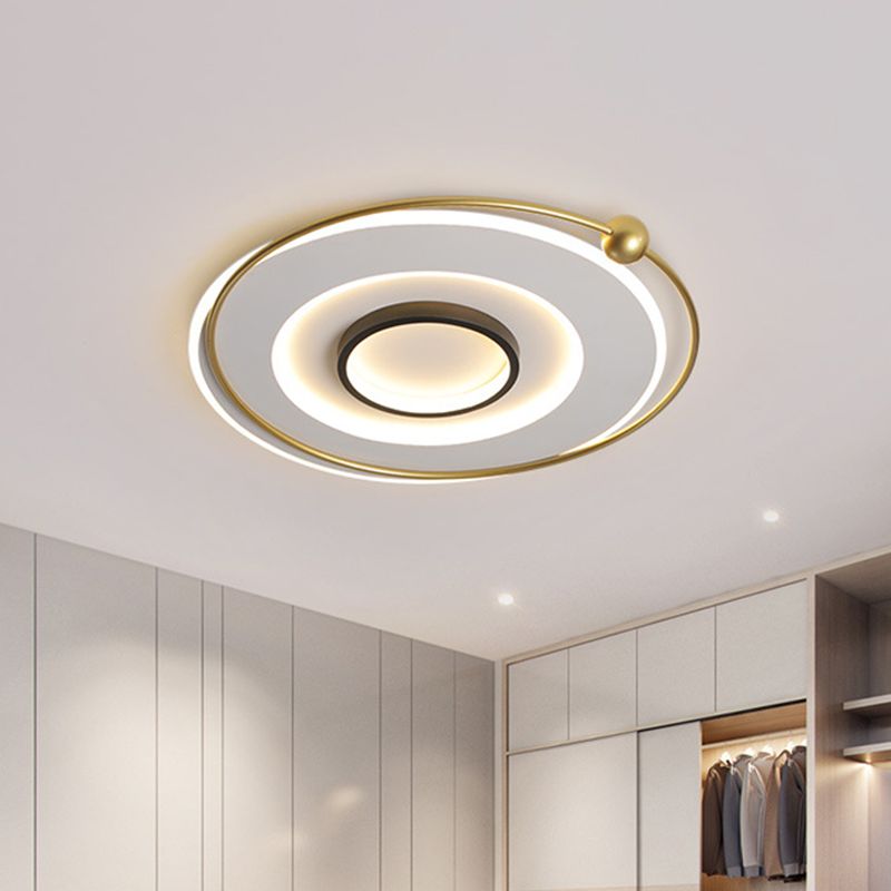 Circular Thin Acrylic Flush Light Ultra-Modern Black and Gold LED Ceiling Lamp in Warm/White Light, 16.5"/22" Width