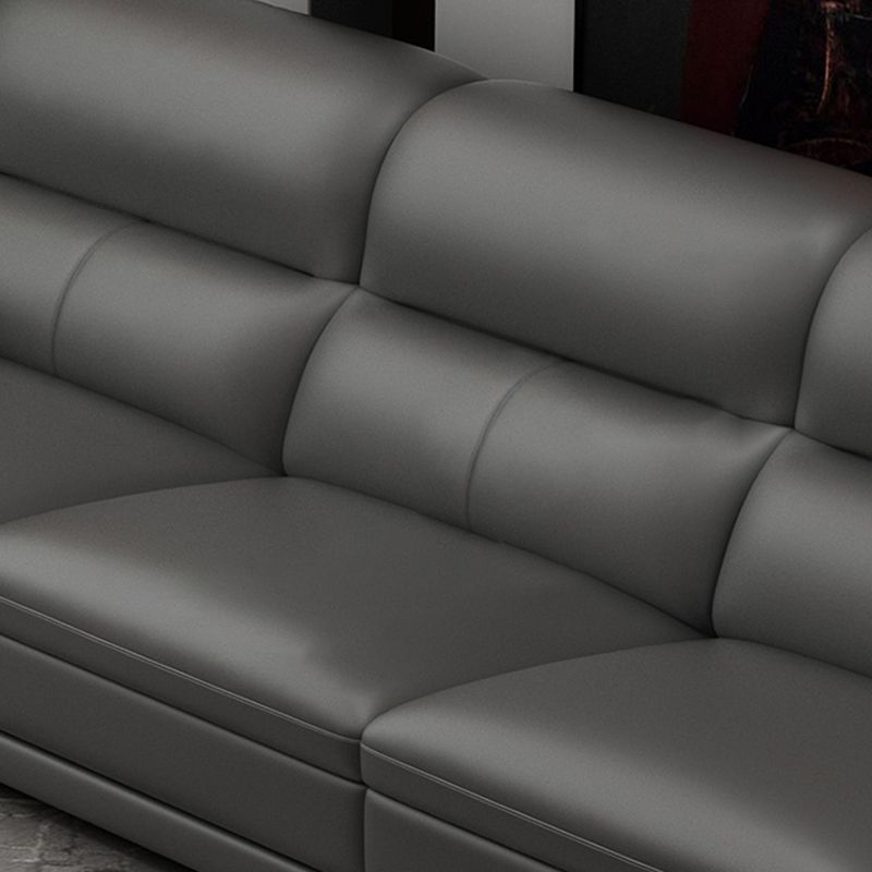 Leather Pillow Top Arm Sectional Sofa 36.22"High Cushion Back Sofa,Black