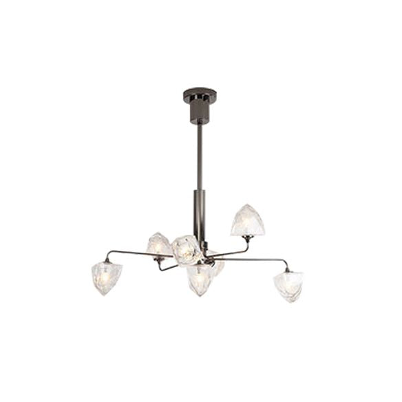 Eigentijdse vertakking kroonluchter lamp glas 5/7 lichten woonkamer hangend hanglamp in zwart/nikkel