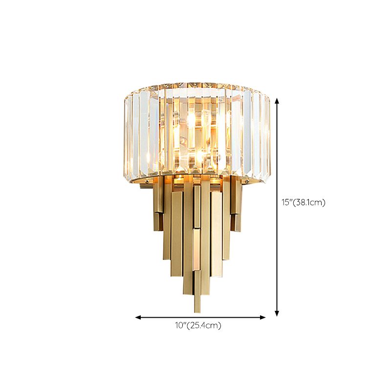 2-Light Modern Golden Wall Mounted Sconce Unique Crystal Wall Light for Foyer