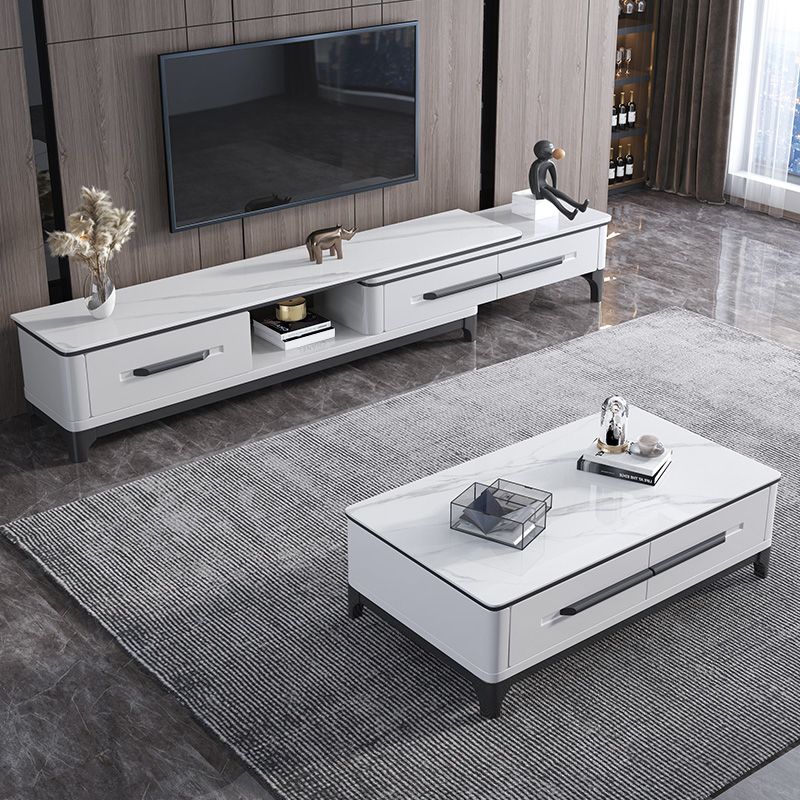 Slate Coffee or End Table with Storage Drawers Rectangle 4 Legs