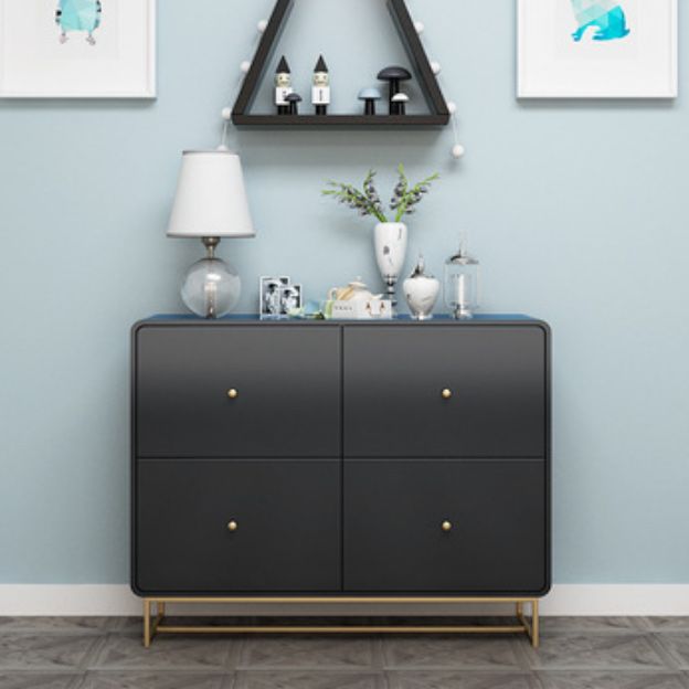 Modern Accent Chest with Iron Base and Solid Wood Soft Close Chest