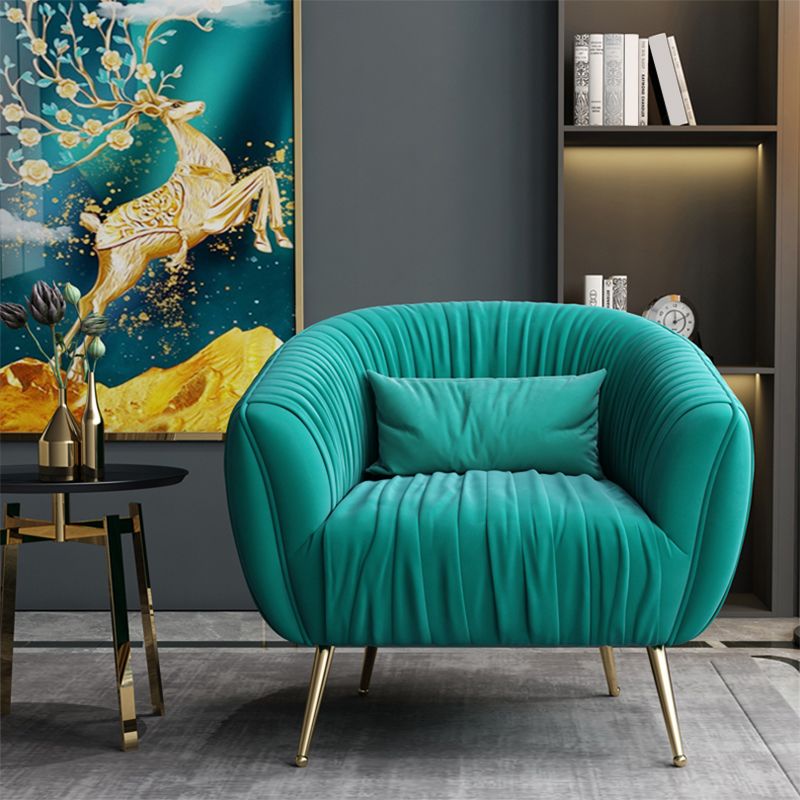 Modern Pillow Back Chair Solid Color Upholstered Sloped Arms Chair