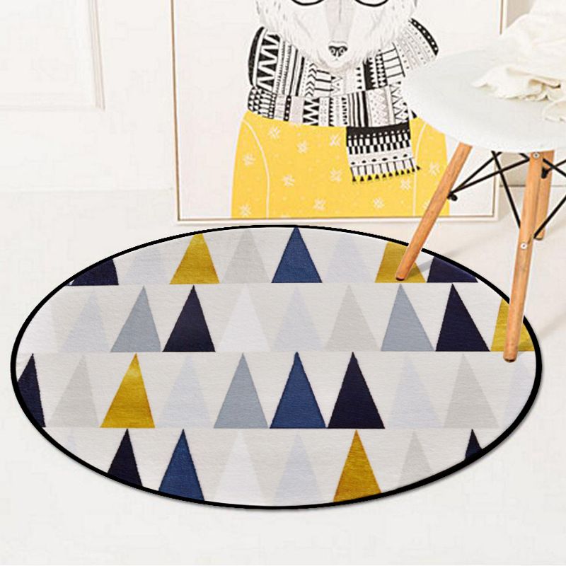 Nordic Living Room Area Rug Multicolor Geometric Shapes Print Carpet Synthetics Anti-Slip Pet Friendly Machine Washable Rug