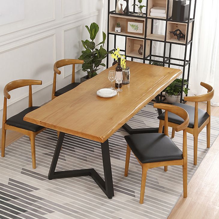 Industrial Dining Set 1/2/4/5 Pieces Solid Wood Double Pedestal Dinette Set