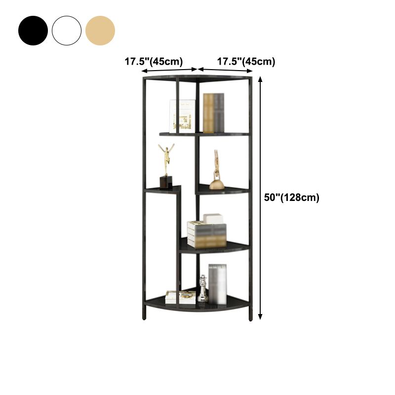 Industrial Metal Corner Bookshelf Open Vertical Bookshelf for Living Room