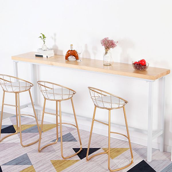 Wooden Bar Dining Table Industrial Bar Height Cocktail Table with Metal Base