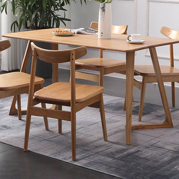 Rectangle White Oak Solid Wood Table Modern Dining Table Double Pedestal for Restaurant