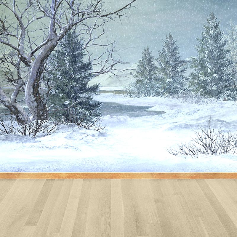Waterproof Snowfield and Trees Mural Modern Non-Woven Wall Art, Custom Size Available