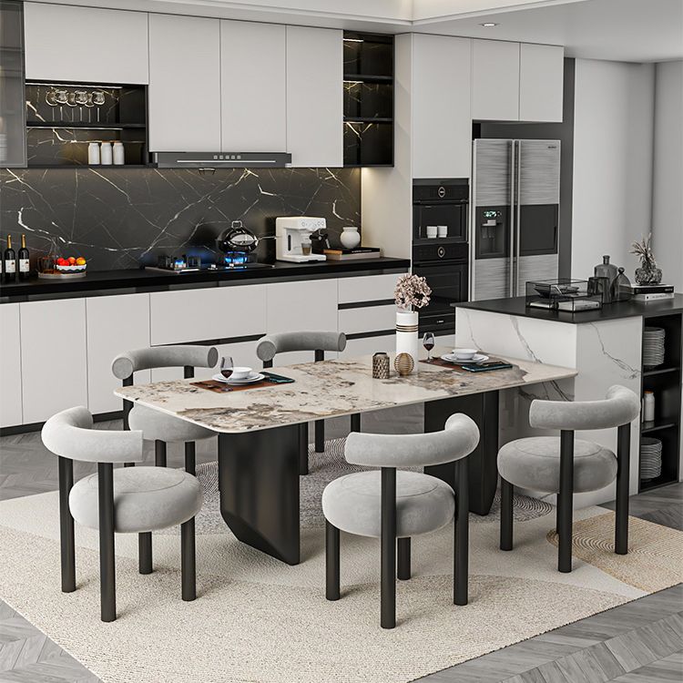 Modern 1/5/6/7 Pieces Dining Set Rectangle Stone Dining Table for Dining Room