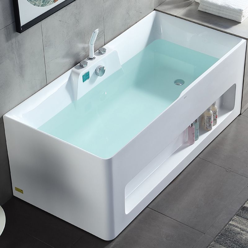 Modern Style Acrylic Bathtub Rectangle Back to Wall Bathroom Bathtub in White